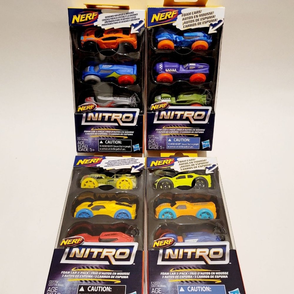 Nerf Nitro Cars set of 12 different cars 4 packs of 3